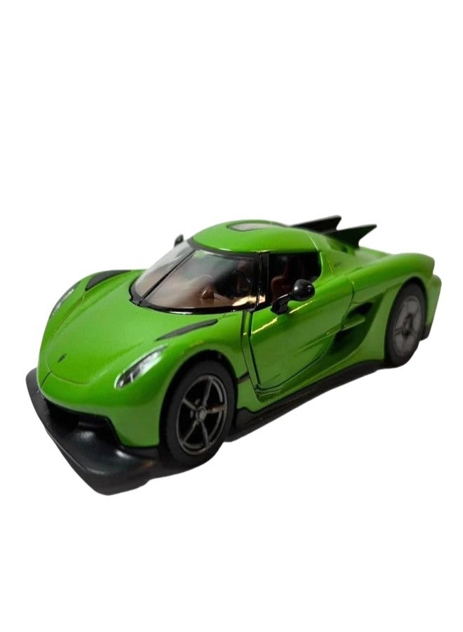 Mayatra's Kins mart 1:36 Scale Koenigsegg Jesko Absolut Diecast Metal Toy Car (Green) - Pull Back Sports Hypercar Model with Opening Doors for Kids & Collectors - Image 1